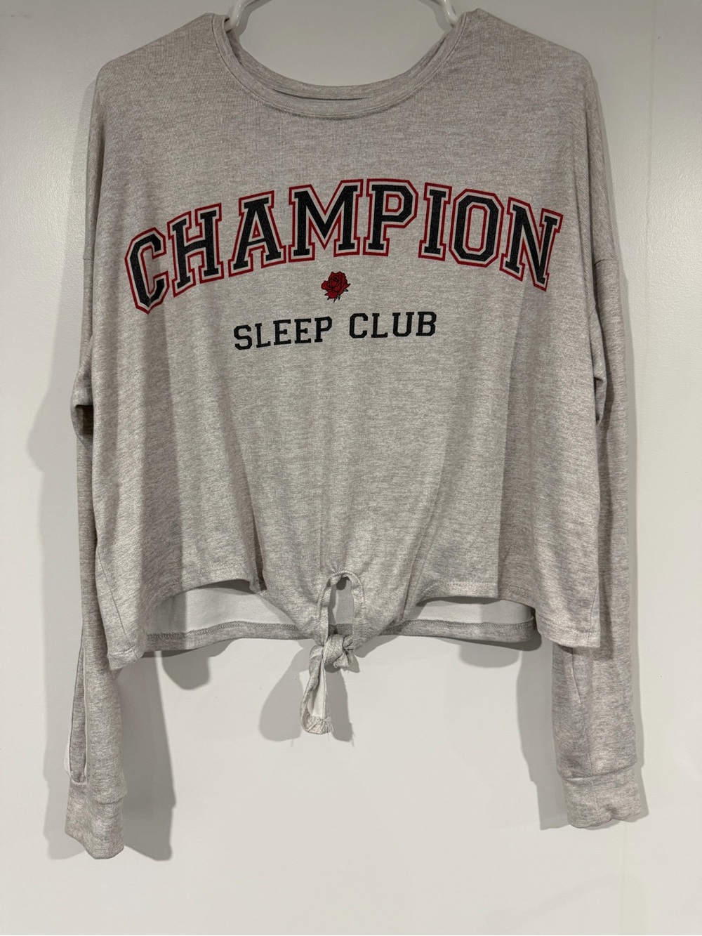 GAP Light Heather Gray Graphic Tie-Front Sweatshirt